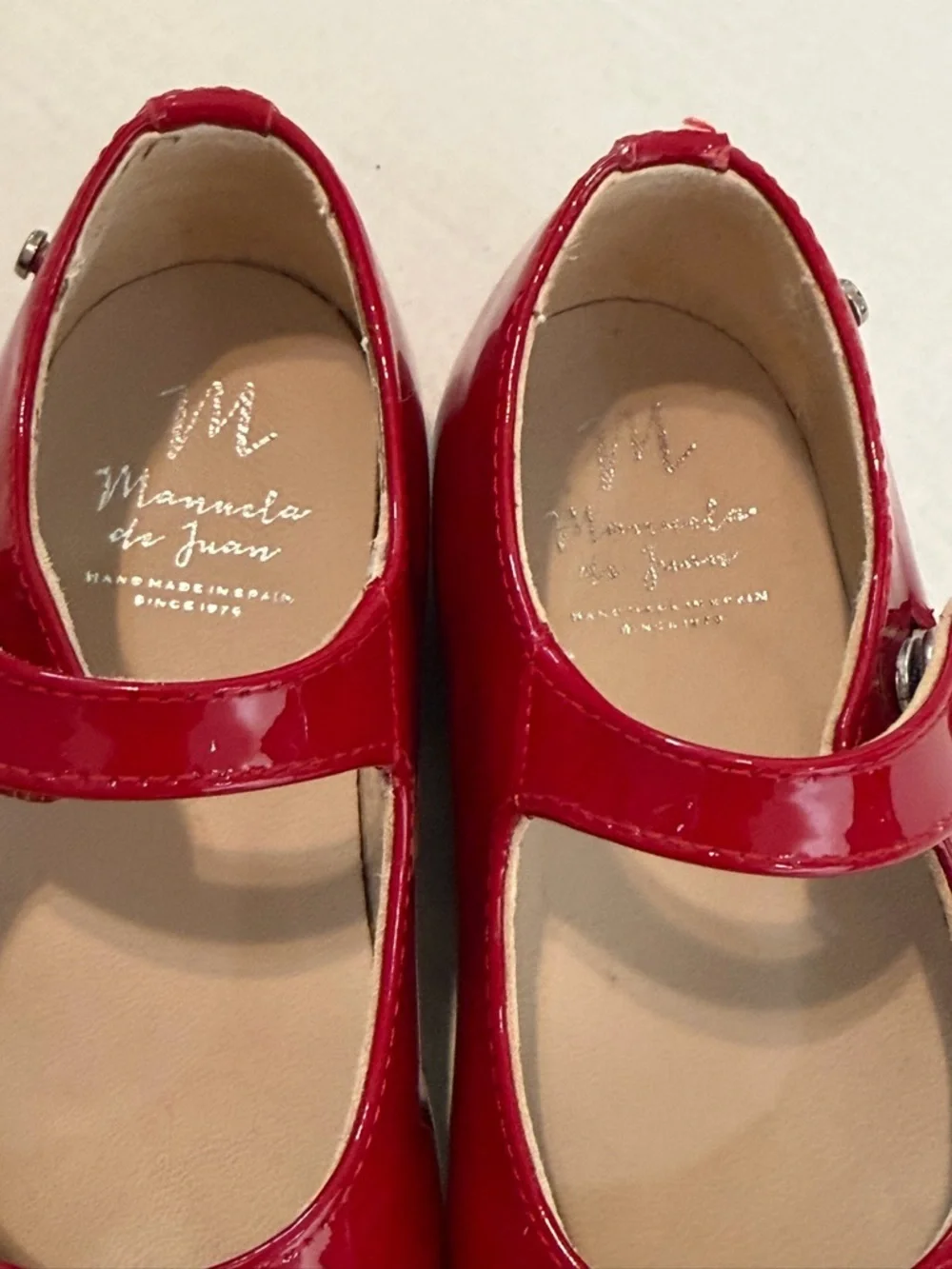 Manuela de Juan Mimi Carmen Patent Mary Jane Shoes Red EU 23 US 7 Spain